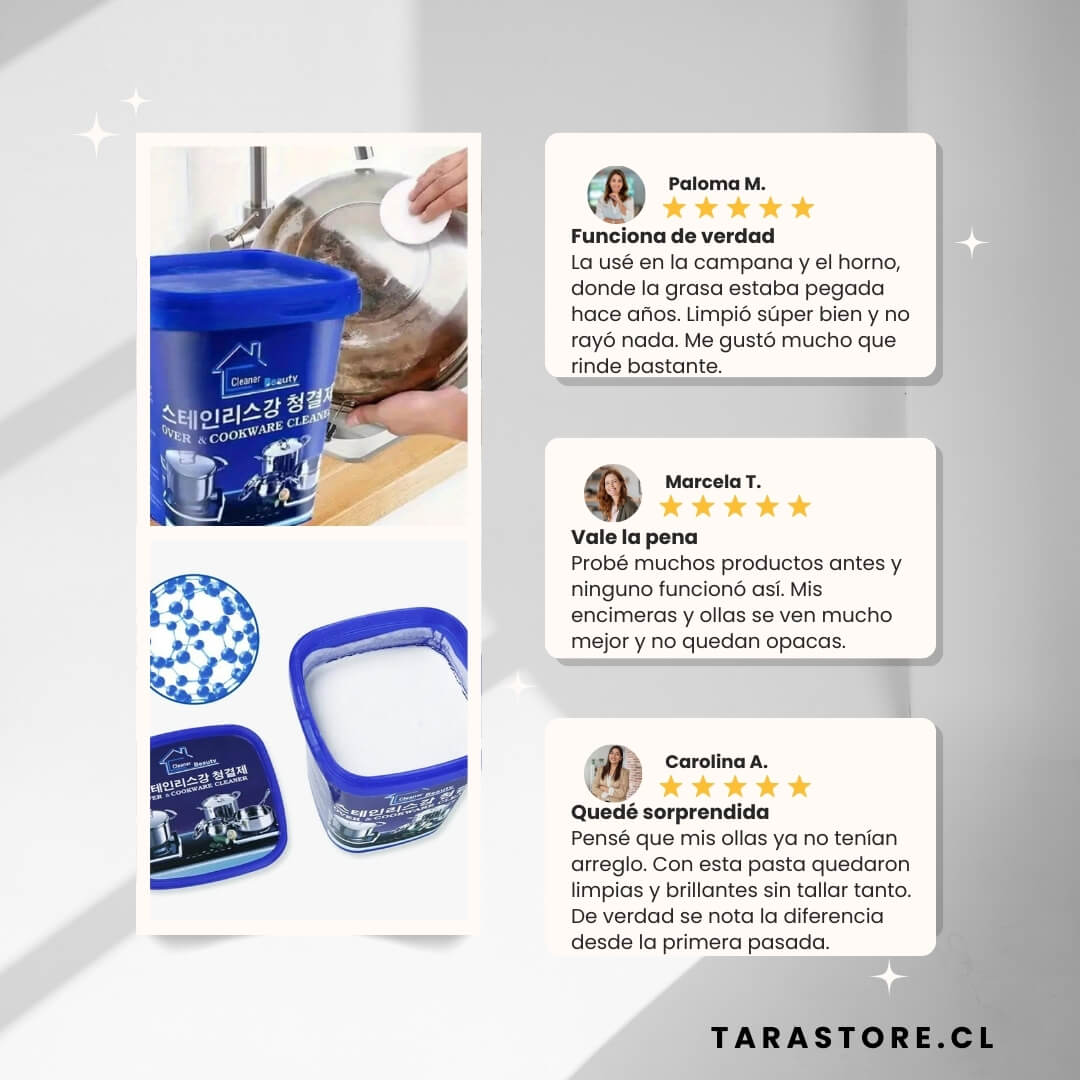 Pack 3 Pastas Limpia Ollas, Encimeras, Hornos, Campanas - Adiós Manchas y Óxido en la Cocina