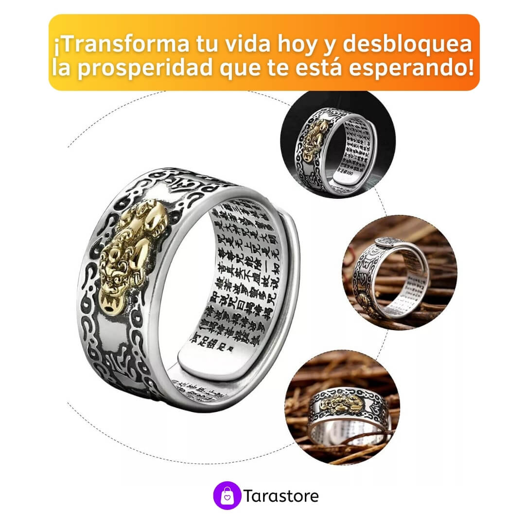 Anillo Original Feng Shui De La Riqueza Y Abundan + Tarjeta "Decreto de la Prosperidad"