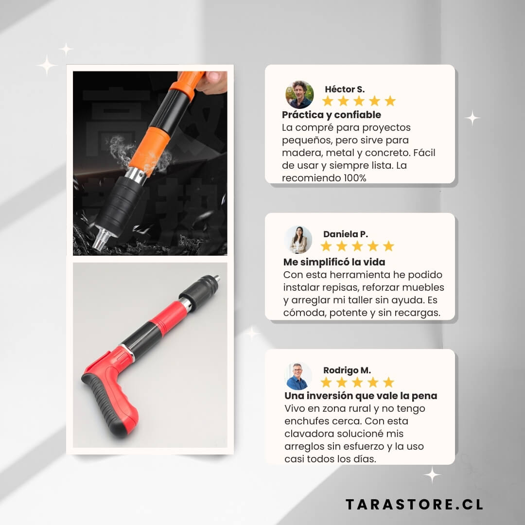 Clavadora Fijación Sobre Superficies Duras y Firmes. Incluye 100 Clavos