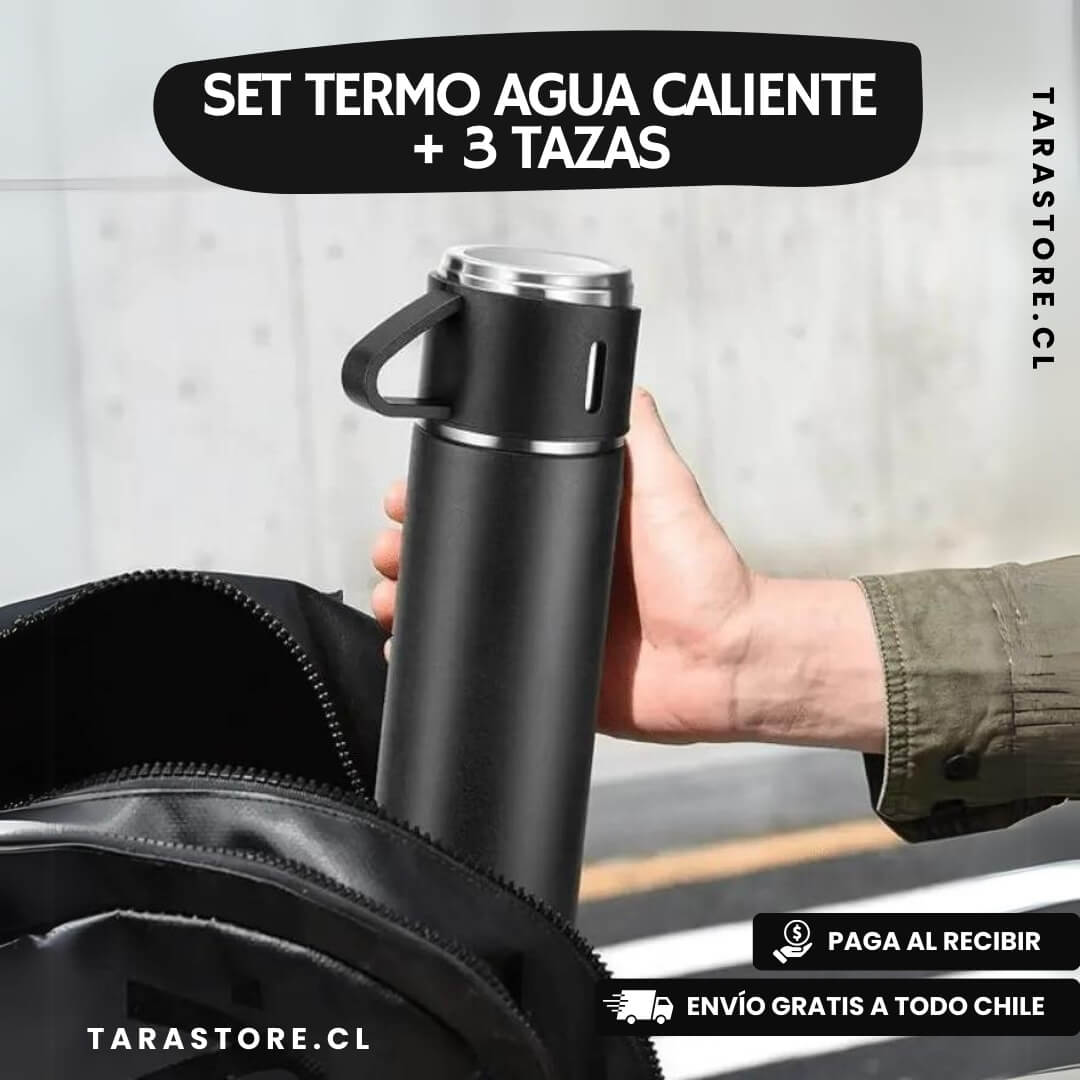 Set Termo Agua Caliente y Fría + 3 Tazas