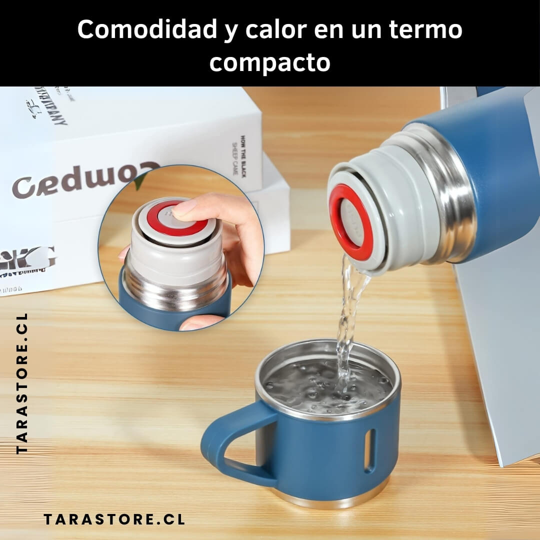 Set Termo Agua Caliente y Fría + 3 Tazas