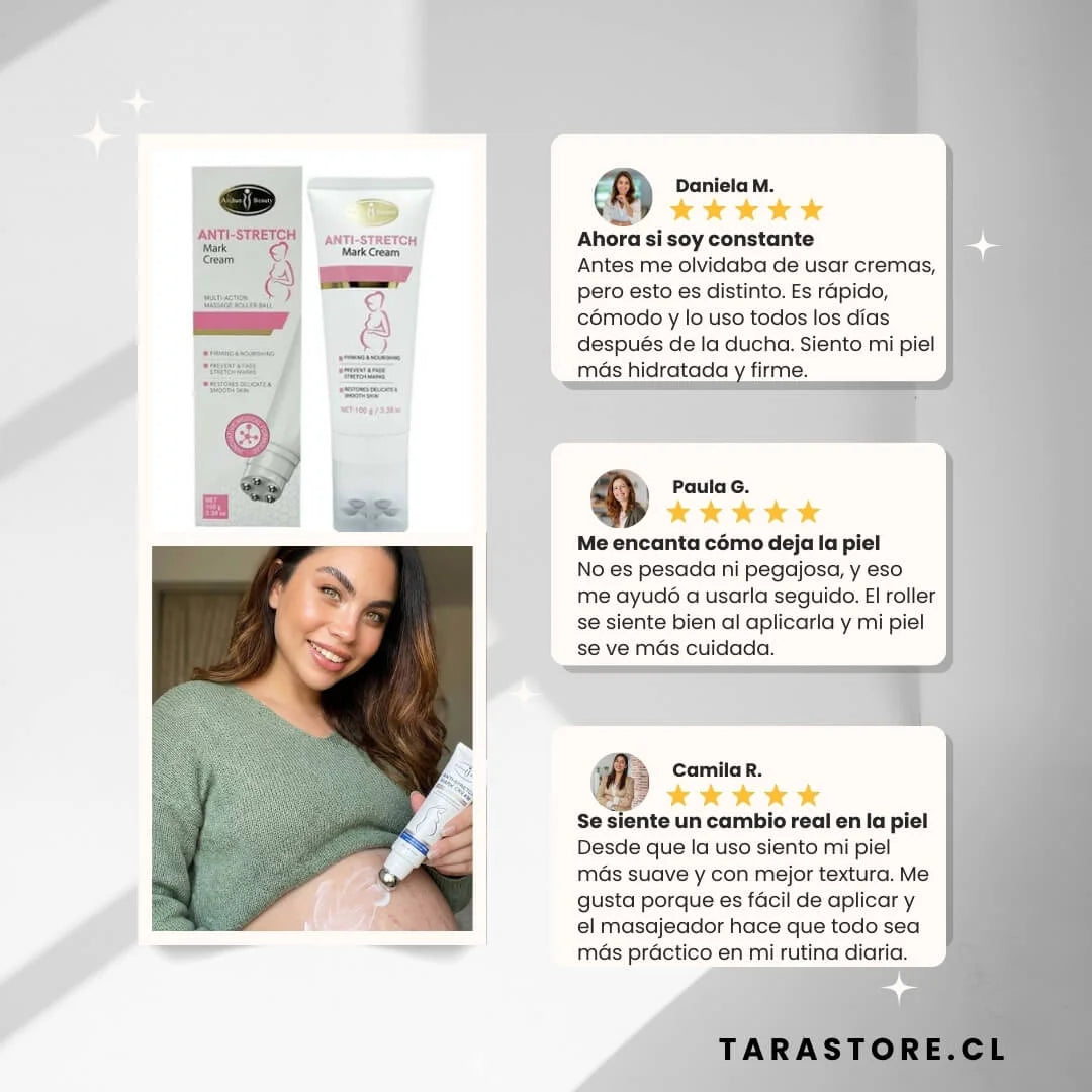 Crema Reduce Estrías Con Masajeador Roller