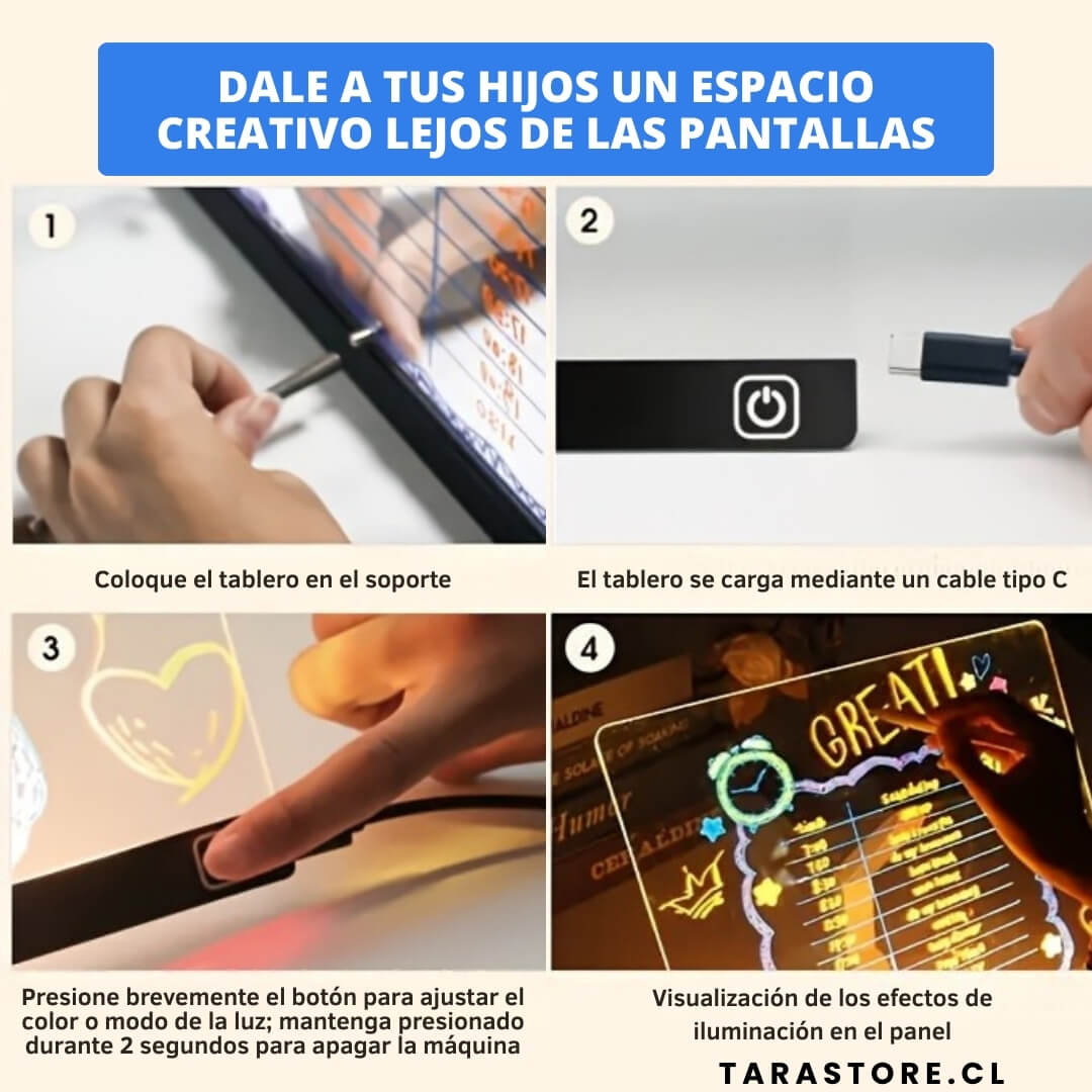Pizarra Mágica Con Luz y Lápices Creatividad Inspiración