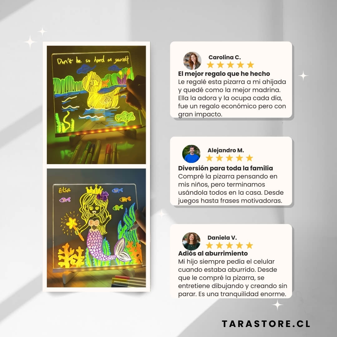 Pizarra Mágica Con Luz y Lápices Creatividad Inspiración