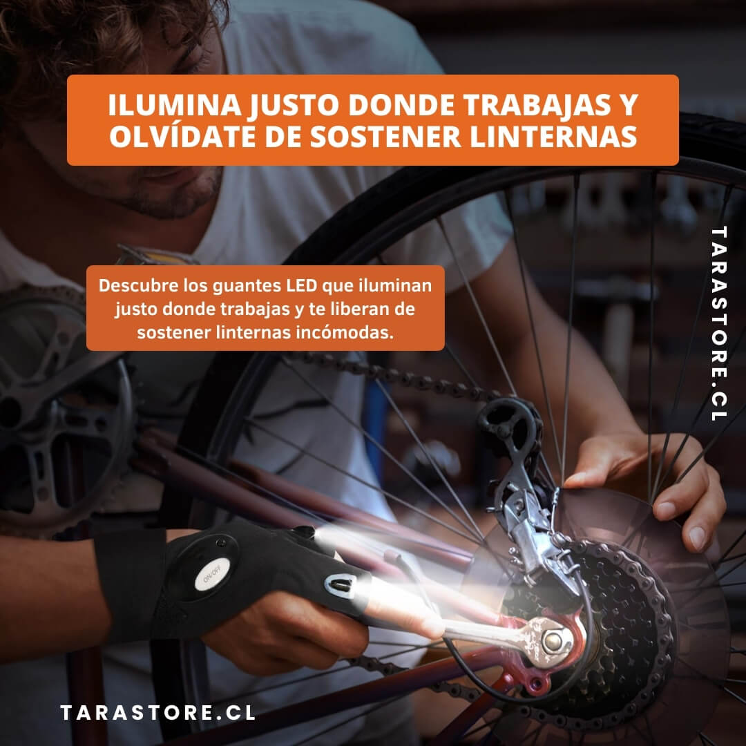 Par Guantes con luces LED Trabajos y Reparaciones Más Fáciles