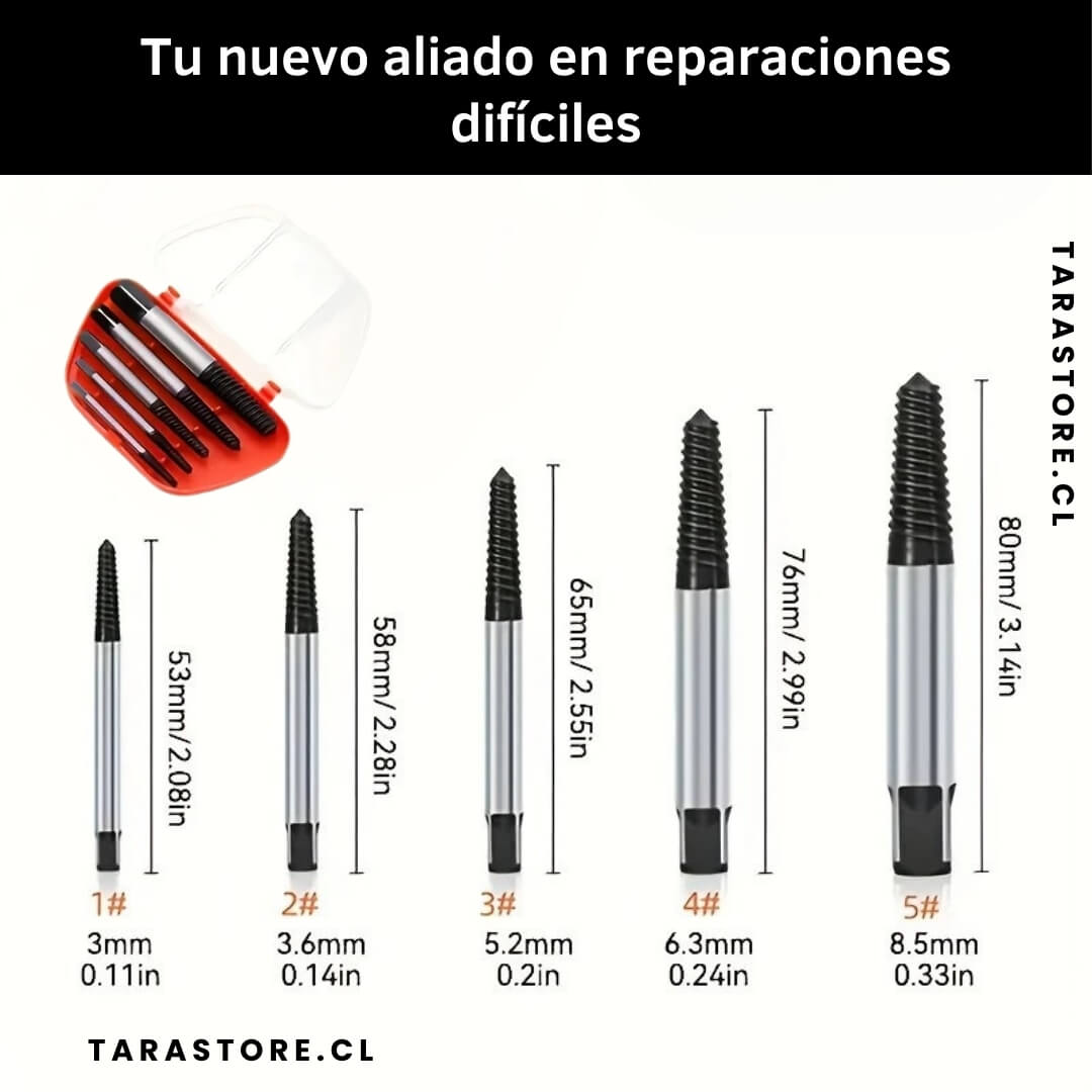Juego 5 piezas extractor de pernos y tornillos
