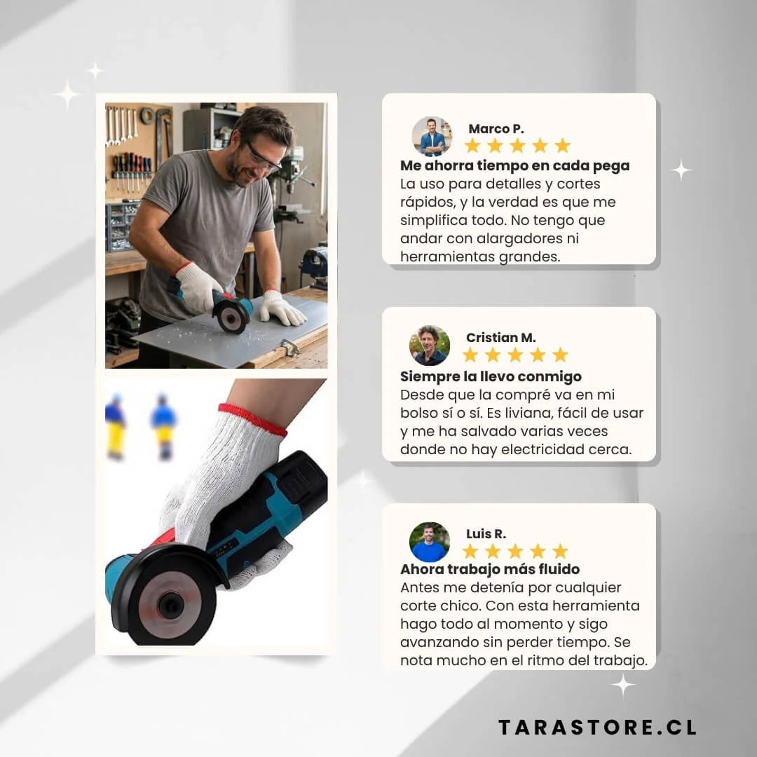 Amoladora Angular Inalámbrica - Incluye 2 baterías