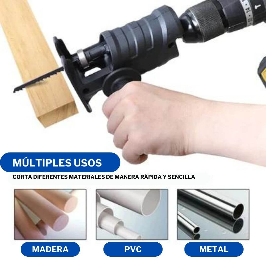 Adaptador Sierra Eléctrica para taladro + 3 hojas alemanas de regalo 🎁