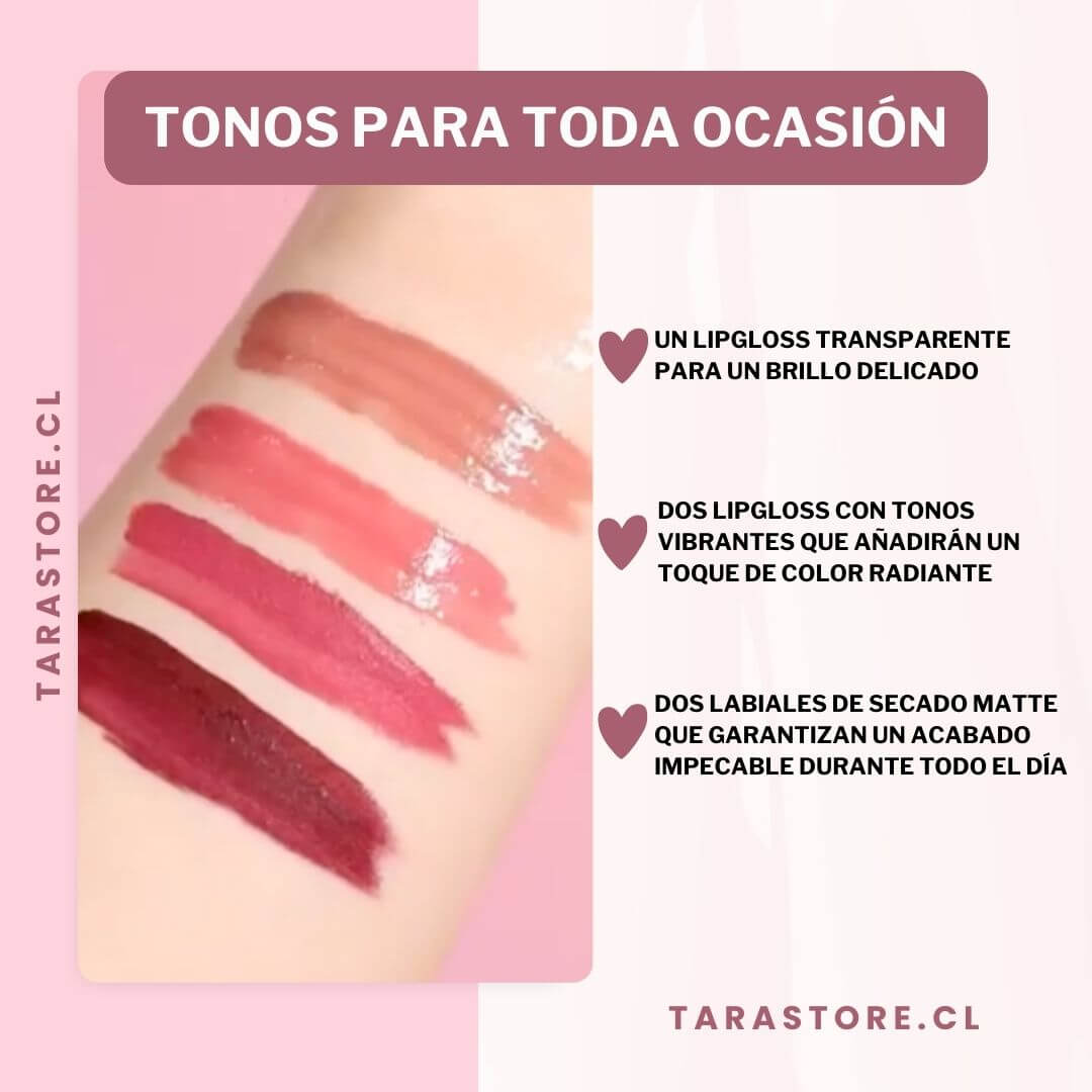 Kit 5 labiales matte y brillo