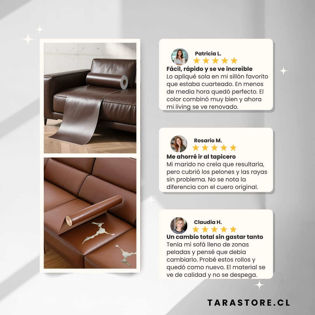 Pack 2 Rollos Autoadhesivos Cuero Repara Muebles dañados, pelados o envejecidos