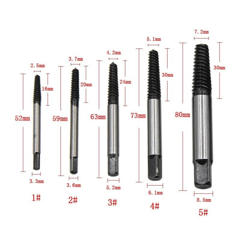 Juego 5 piezas extractor de tornillo