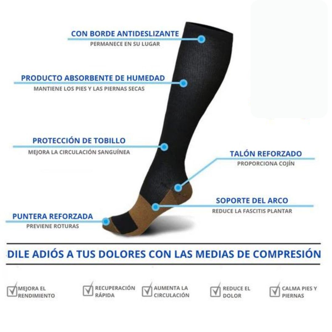 FlexFit Medias Compresión de Cobre - Promoción 2 Pares x 1