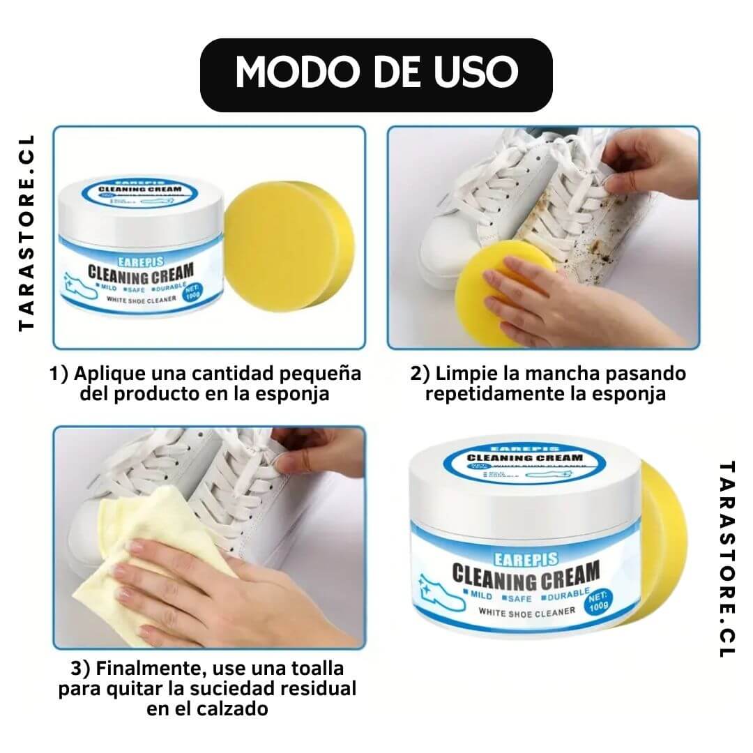 Crema Limpiadora de Zapatillas y Zapatos Blancos