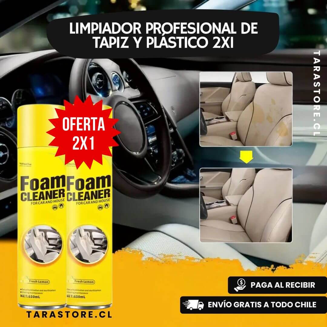 Limpiador Profesional de Tapiz y Plástico Para Auto 2x1