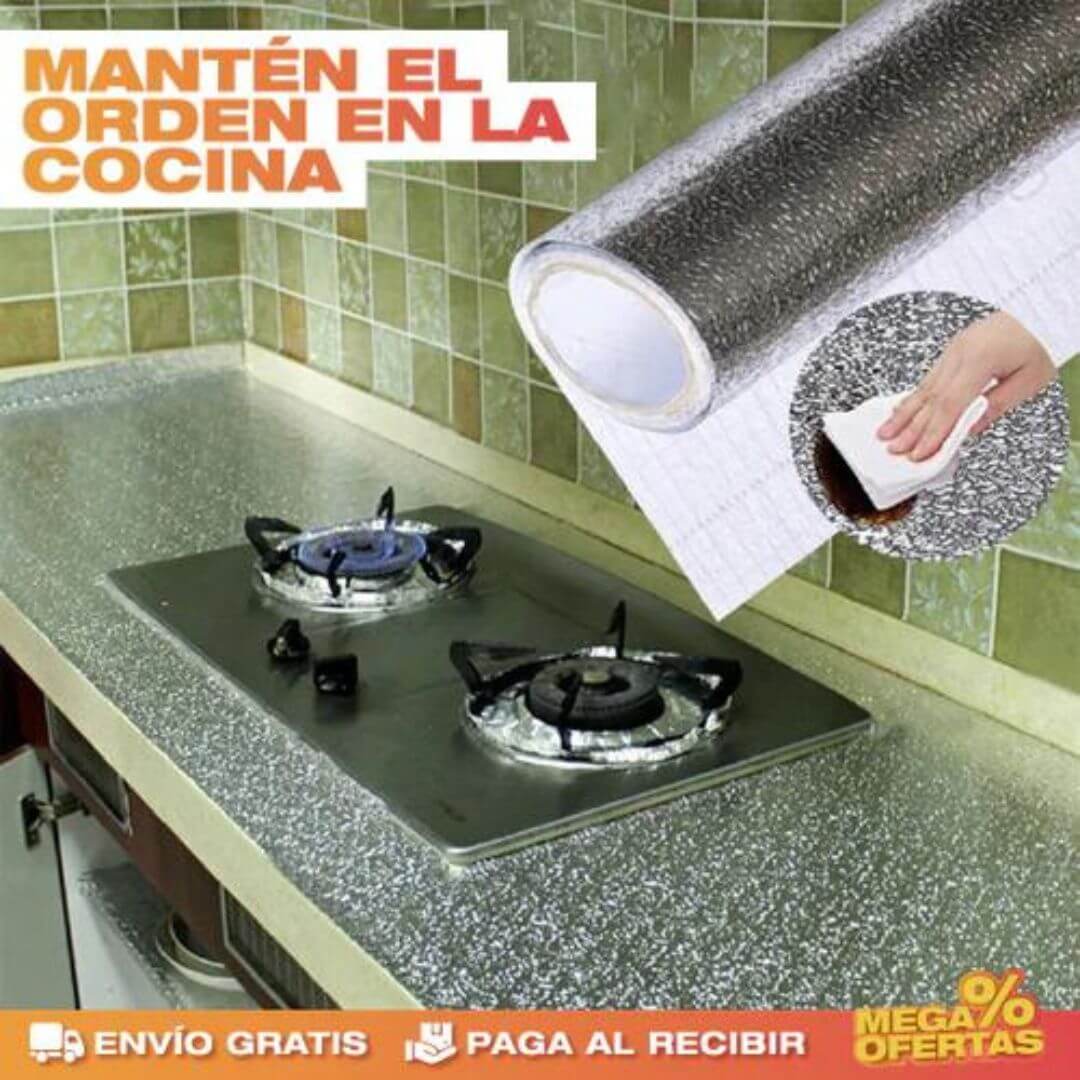 PAPEL ALUMINIO AUTOADHESIVO COCINA - SÚPER PROMOCIÓN 2X1 🎁