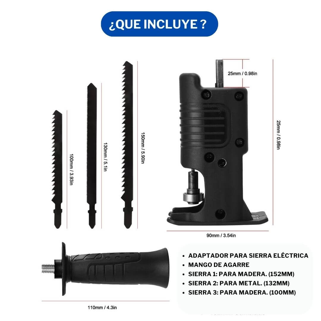 Adaptador Sierra Eléctrica para taladro + 3 hojas alemanas de regalo 🎁