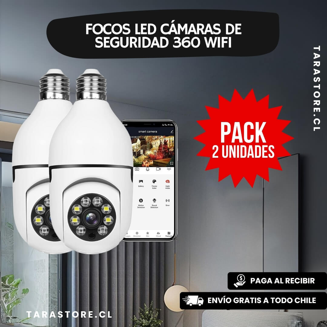 Pack 2 Focos LED Cámaras De Seguridad 360