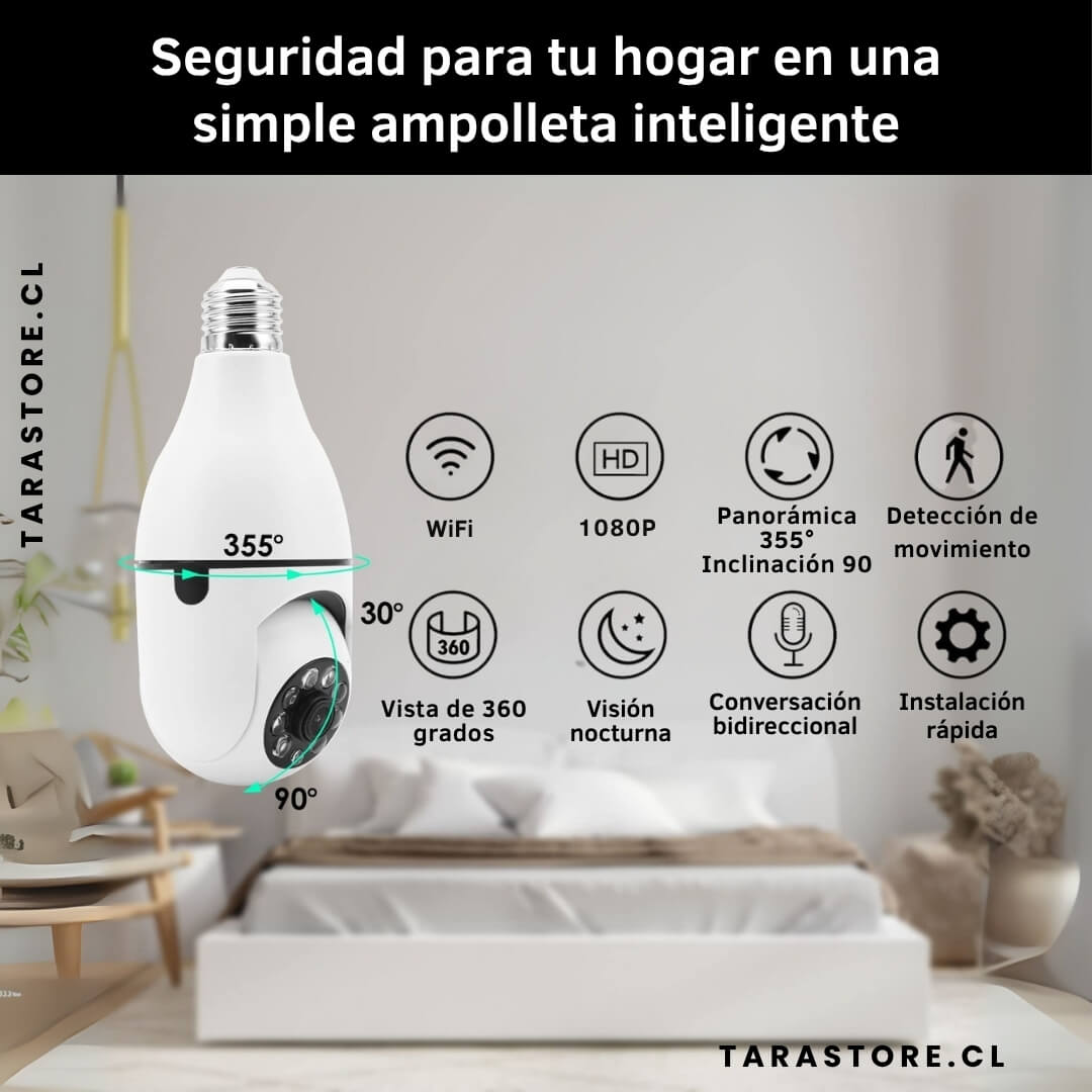 Pack 2 Focos LED Cámaras De Seguridad 360