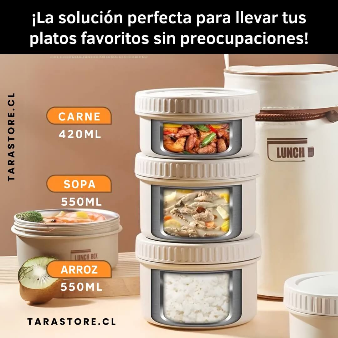 Lonchera Acero Inoxidable 2 En 1 + Bolso