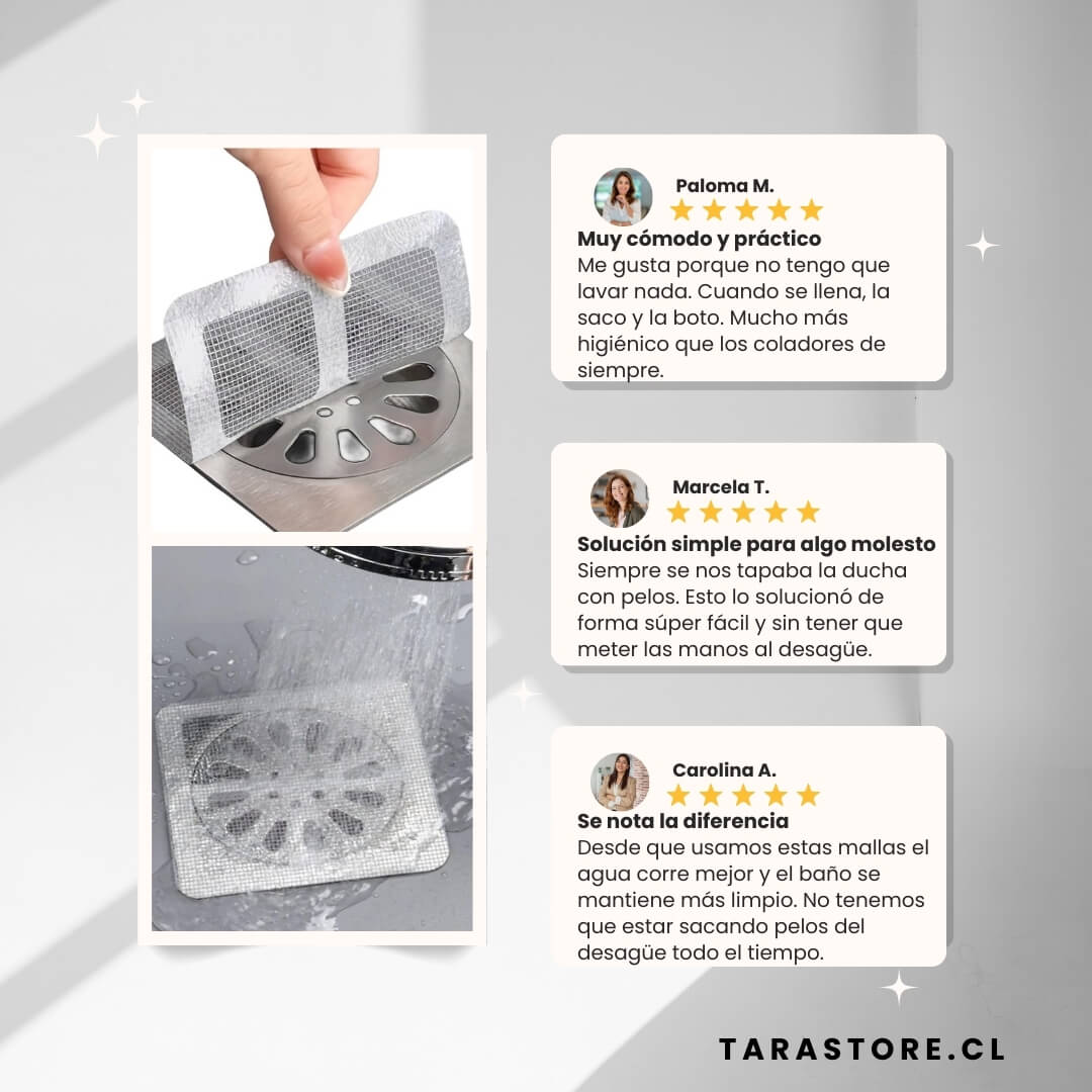 Protector Malla Para Drenaje Pack 30 unidades - No Más Pelos Ni Malos Olores