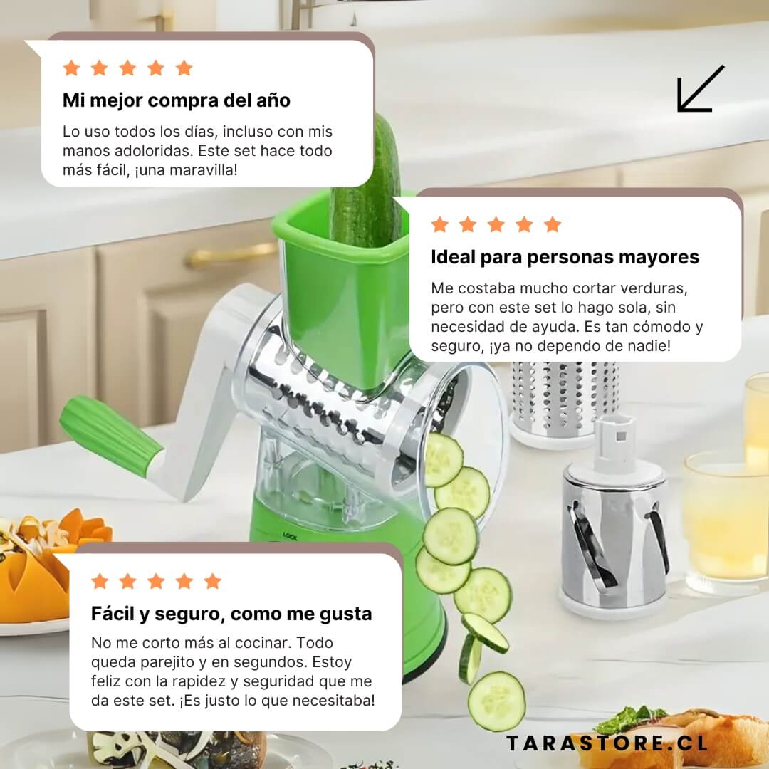 Cortador Rallador de Verduras y Frutas 3 en 1