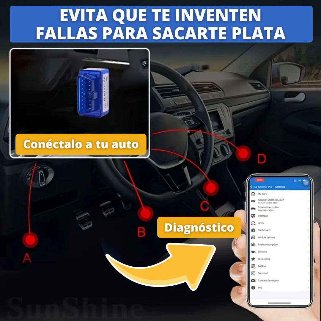 Scanner automotriz Bluetooth OBD 2 Incluye Manual de Uso