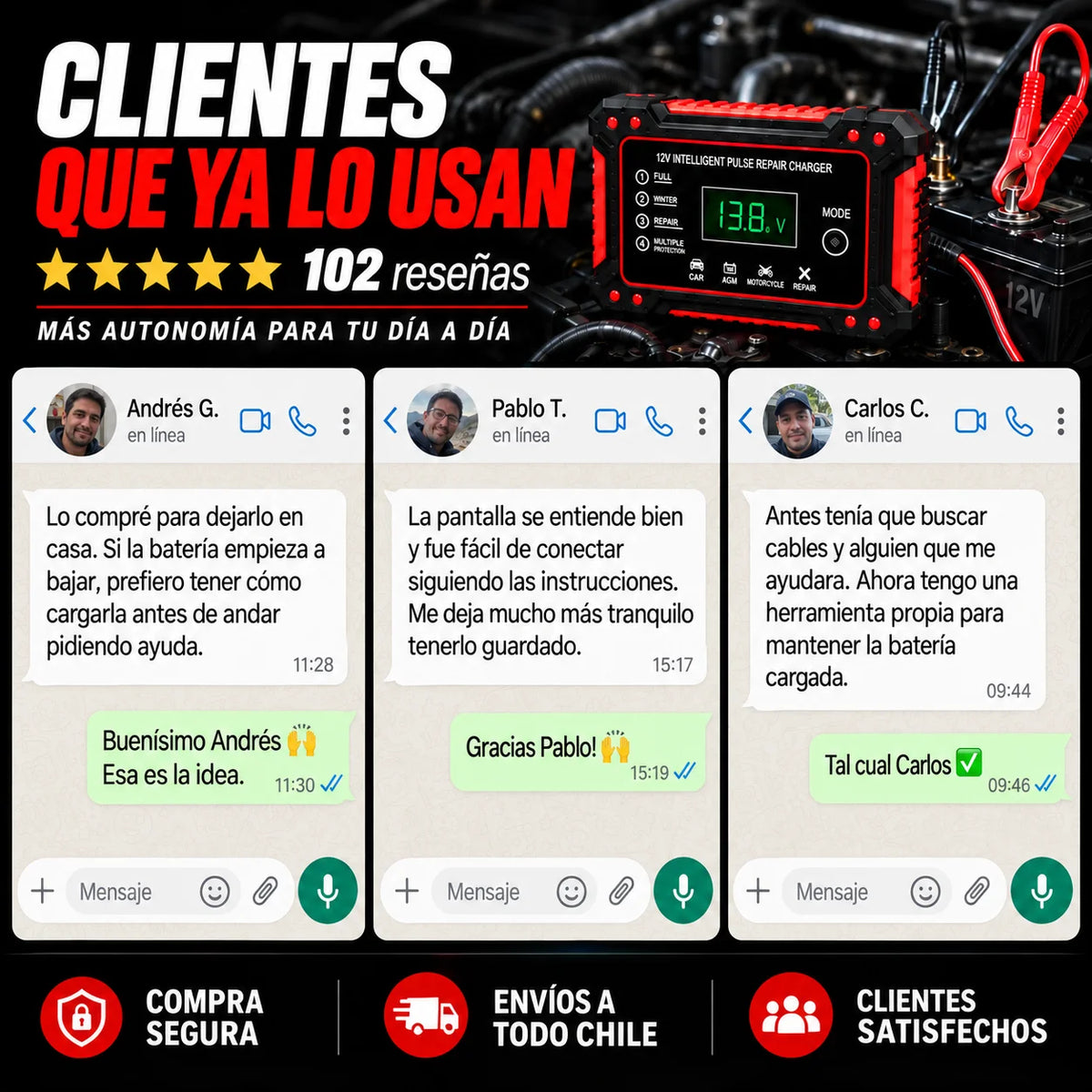 Cargador Reparador de Batería para Auto — Que una Batería Baja No te Deje Botado