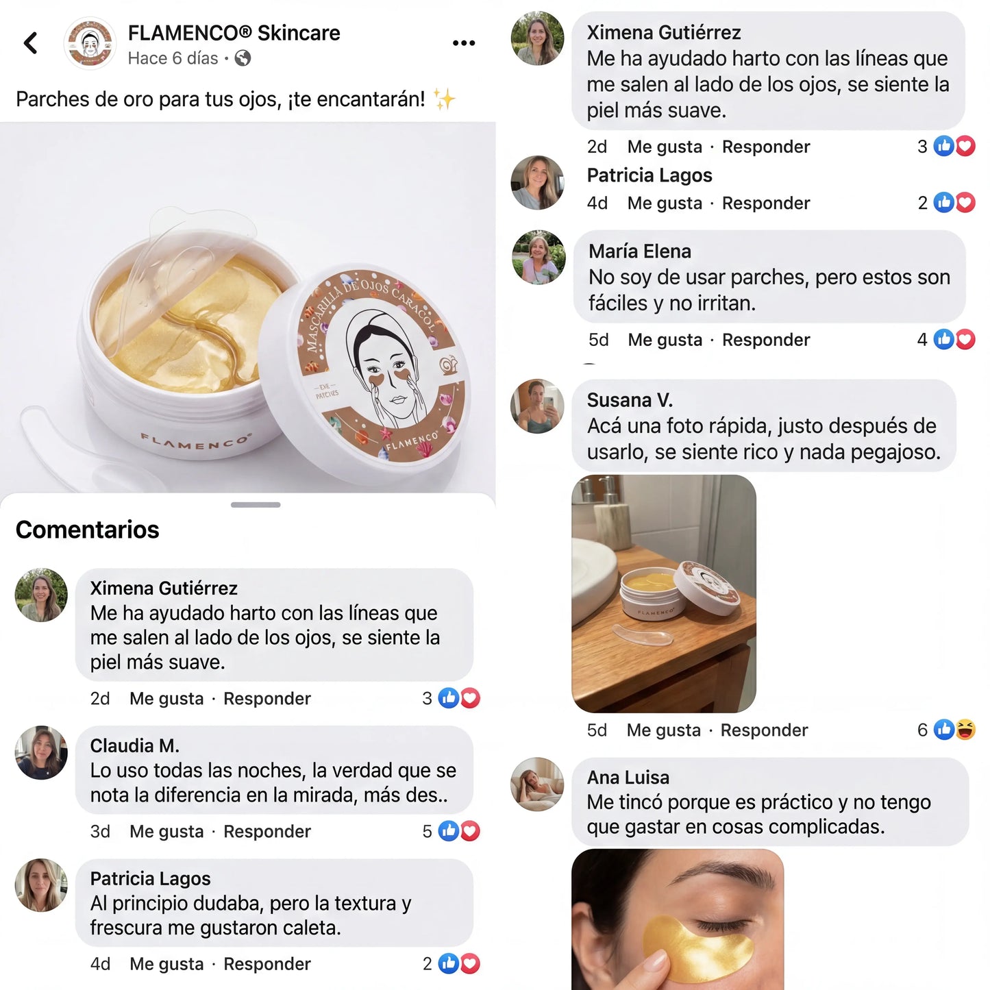 Mascarilla De Caracol Para Ojos 60 Unidades - Elimina esas bolsitas bajo los ojos