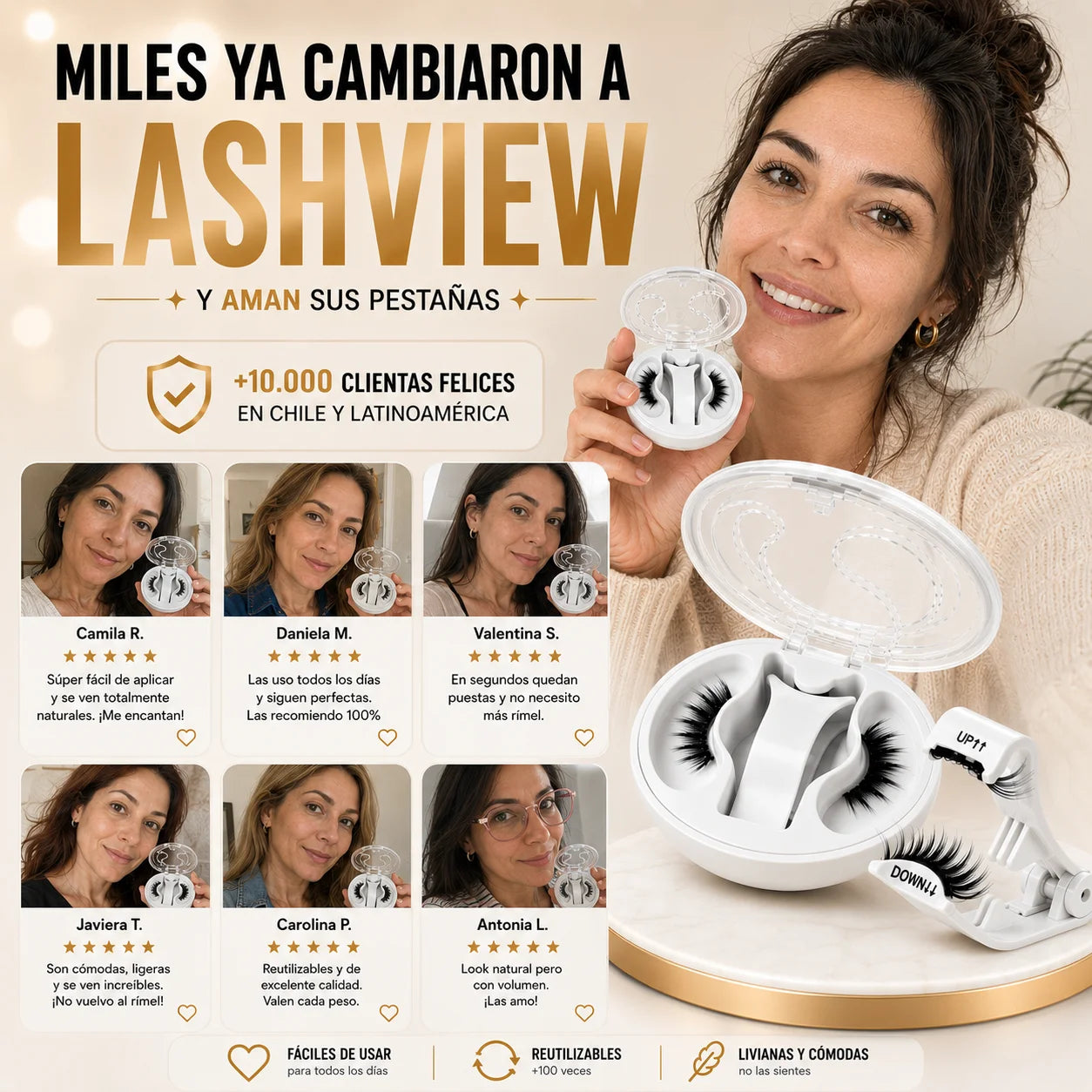 LASHVIEW — Pestañas Magnéticas Reutilizables, Sin Pegamento