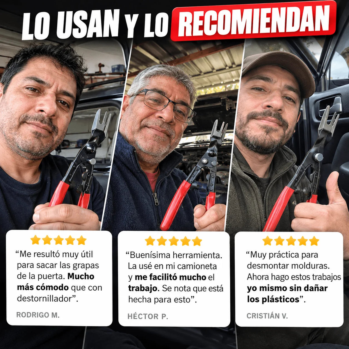 Pinzas Profesionales Extracción Remaches, Molduras y Mangueras Automotrices