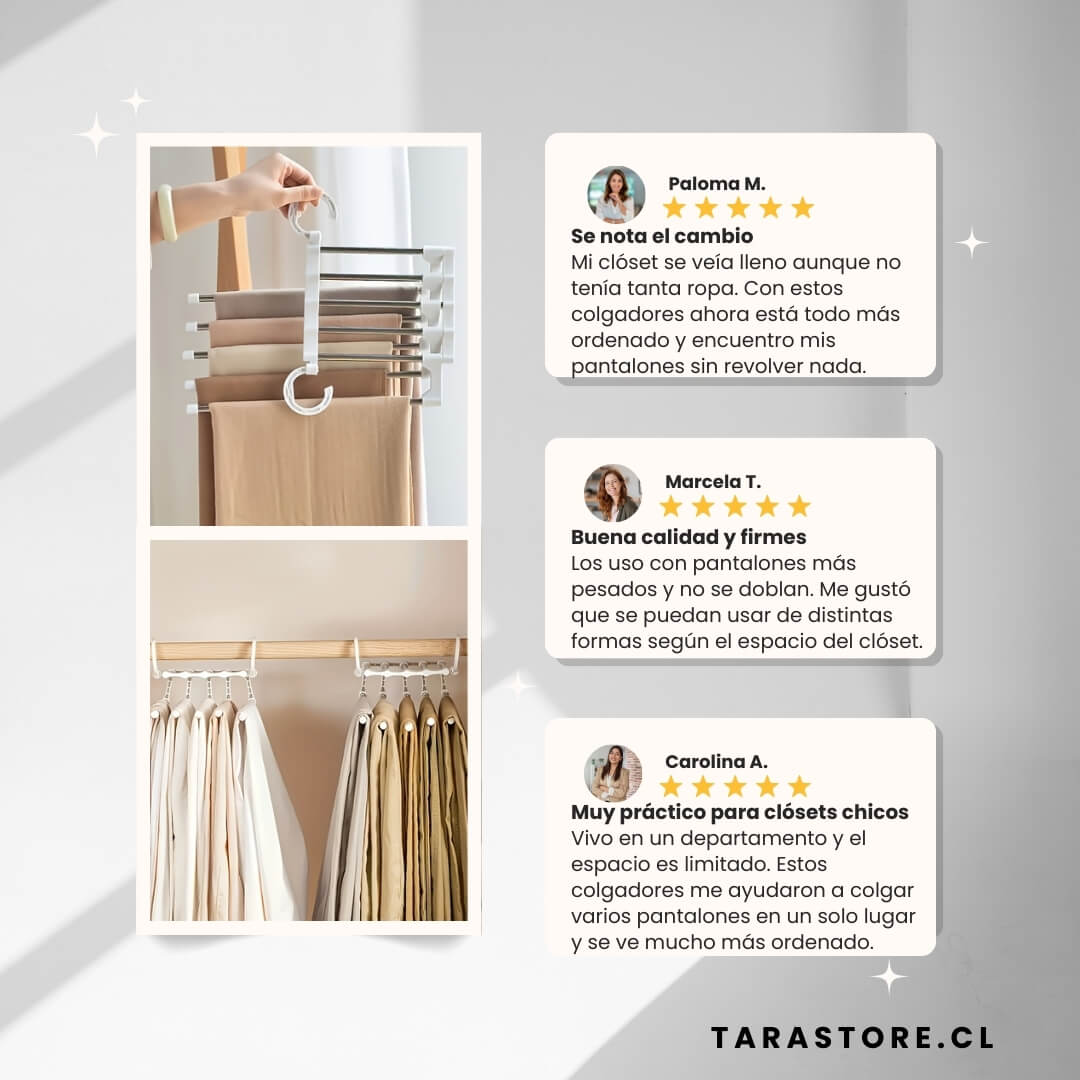 Colgadores Para Pantalones Pack 3 Unidades - Ahorra Espacio y Tiempo Al Ordenar La Ropa