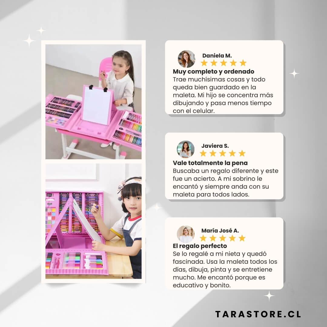Maleta Set de Arte y Dibujo 208 Piezas - Desarrollo Imaginación y Creatividad