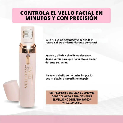 Epilwiz Depiladora Portatil Vello Facial Tecnología Europea - Elimina el vello de raíz