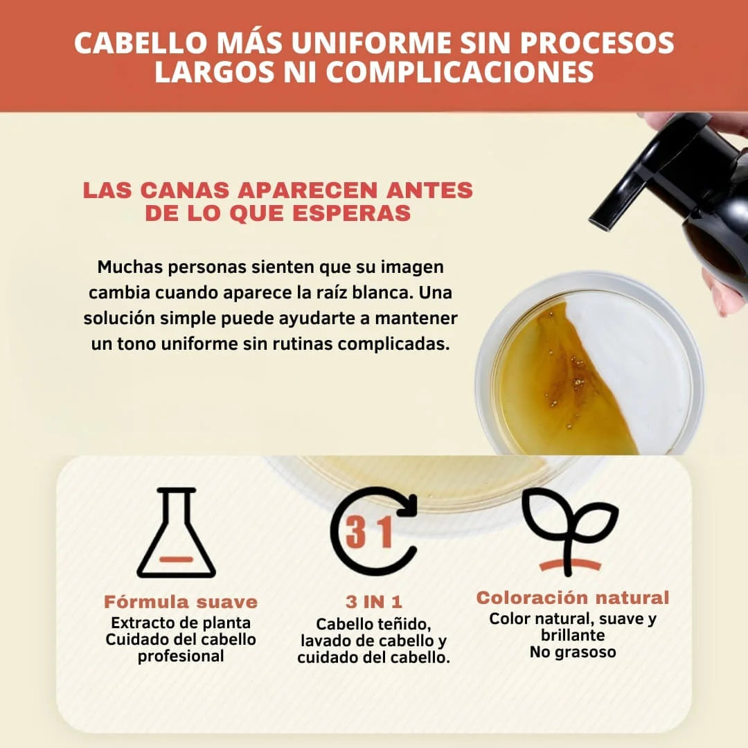Shampoo Pinta Canas - Cubre canas fácilmente mientras lavas tu cabello