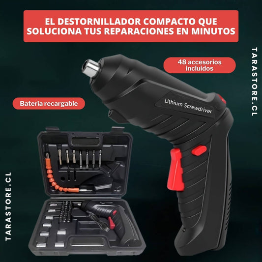Taladro Destornillador Inalámbrico + Kit de Accesorios Todo en Uno