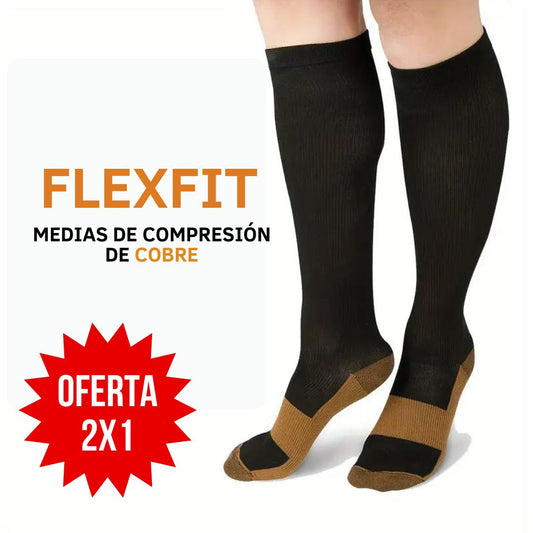 FlexFit Medias Compresión de Cobre - Promoción 2 Pares x 1