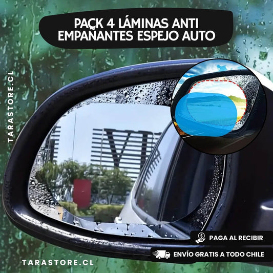 Pack 4 Laminas Anti Empañantes Espejo Auto