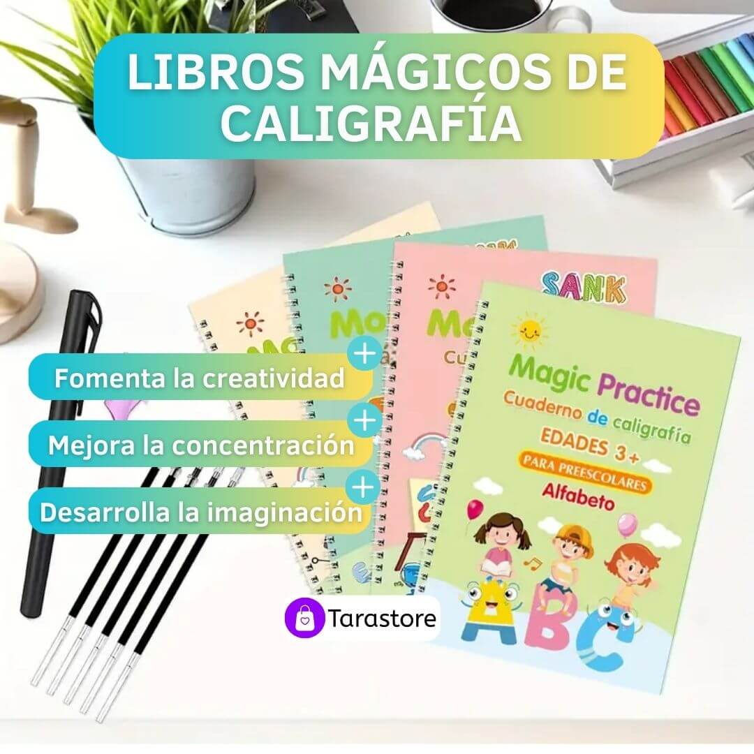 Set 4 Libros Mágicos de Caligrafía