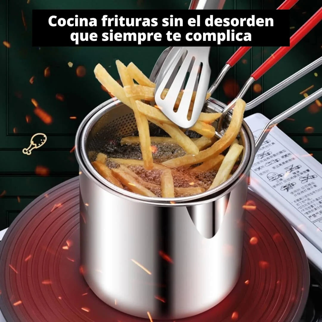Olla Freidora Multiusos ChefPro™ Acero Inoxidable Tecnología Europea Incluye Tapa