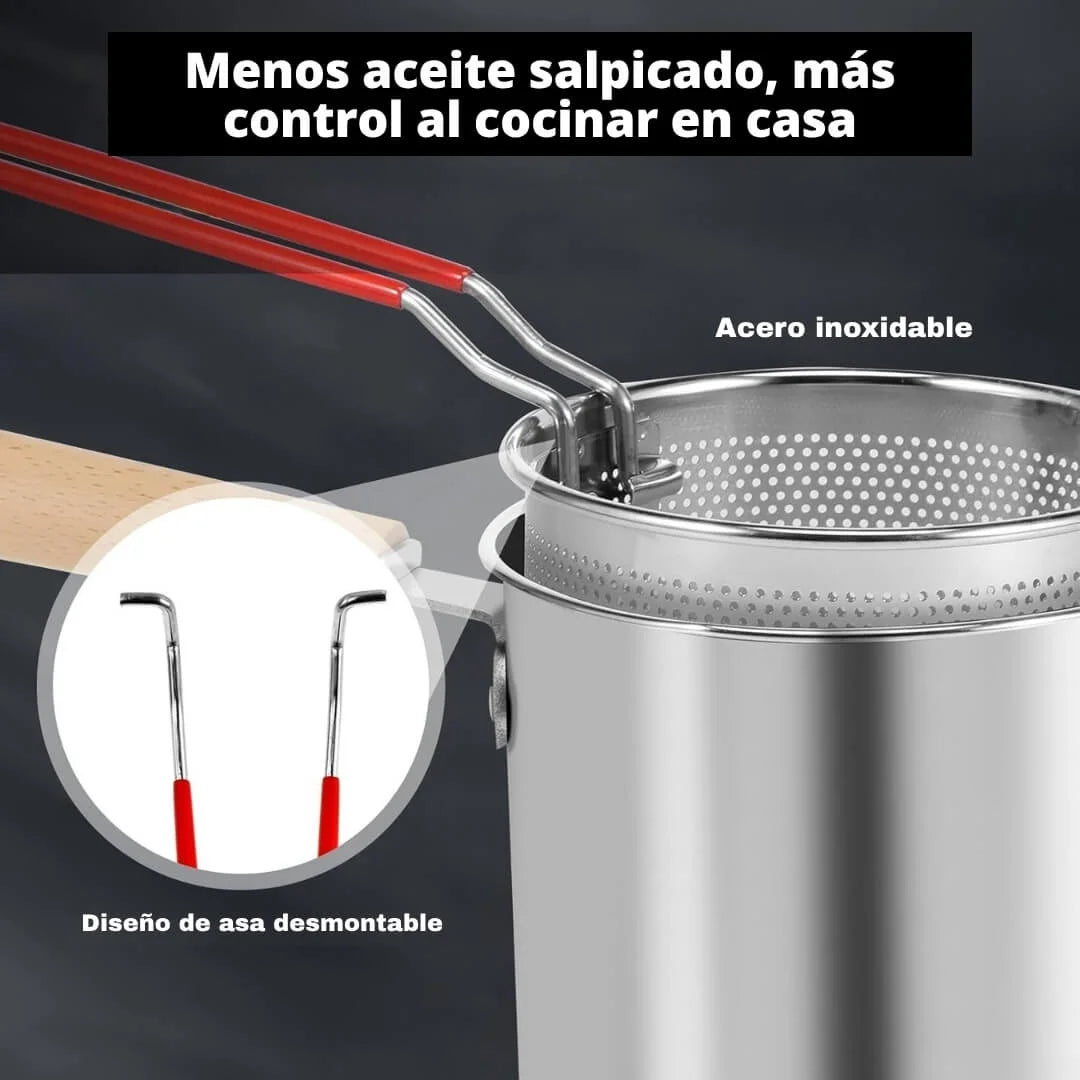 Olla Freidora Multiusos ChefPro™ Acero Inoxidable Tecnología Europea Incluye Tapa