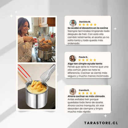 Olla Freidora Multiusos ChefPro™ Acero Inoxidable Tecnología Europea Incluye Tapa