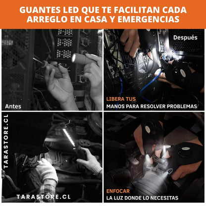 Par Guantes con luces LED Trabajos y Reparaciones Más Fáciles