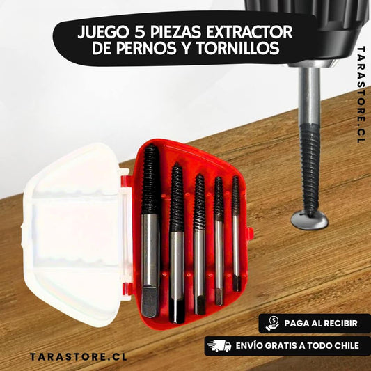 Juego 5 piezas extractor de pernos y tornillos