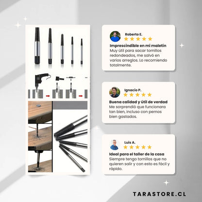 Juego 5 piezas extractor de pernos y tornillos
