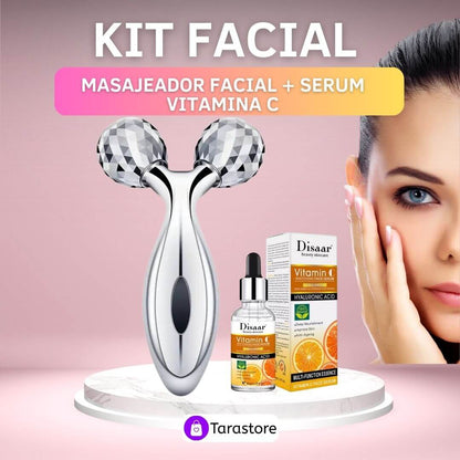 Kit Facial Hidratación - Masajeador Facial + Serum Vitamina C