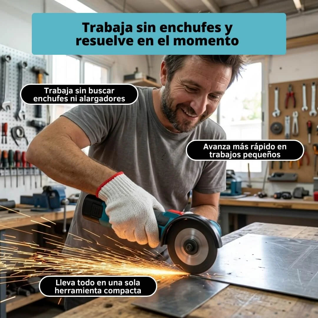 Amoladora Angular Inalámbrica - Incluye 2 baterías
