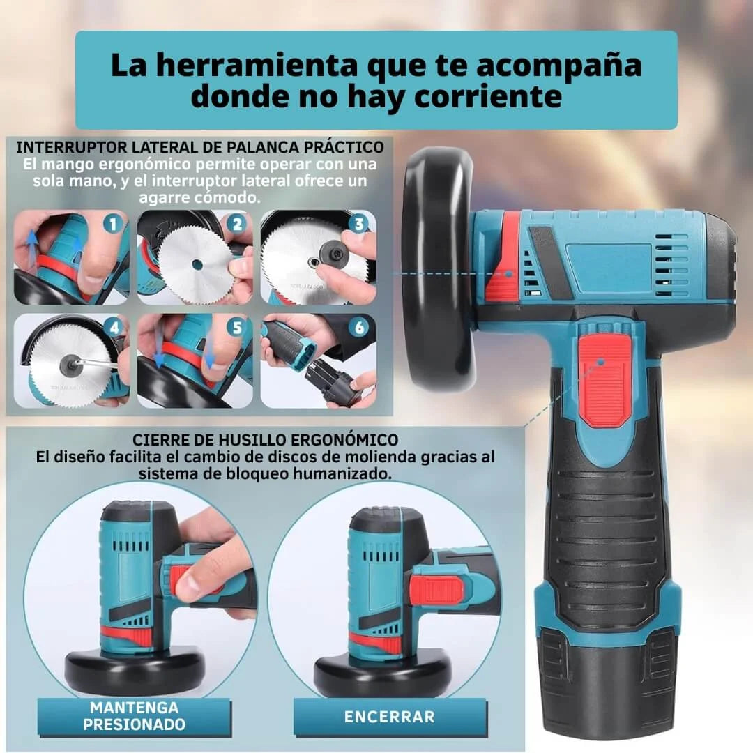 Amoladora Angular Inalámbrica - Incluye 2 baterías