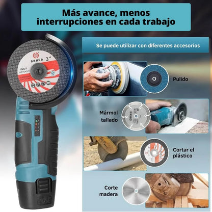 Amoladora Angular Inalámbrica - Incluye 2 baterías