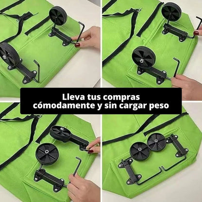 Bolso Carro de Compras Plegable con Ruedas — Feria y Supermercado