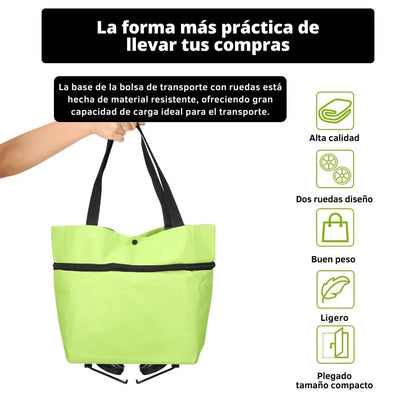 Bolso Carro de Compras Plegable con Ruedas — Feria y Supermercado